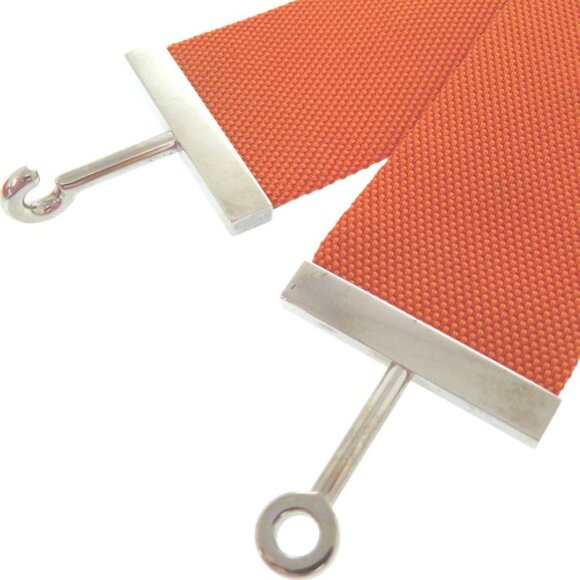 Hermes Hook Belt Waist Belt Nylon Metal Orange Engraved I 0566 main image 6